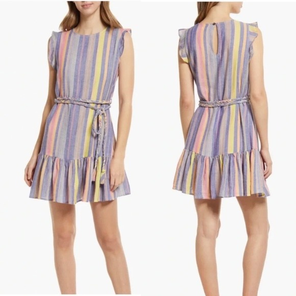 Marine Layer Dresses & Skirts - Marine Layer Linen Blend Laney Mini Dress in Blue Variegated Stripe Size Small